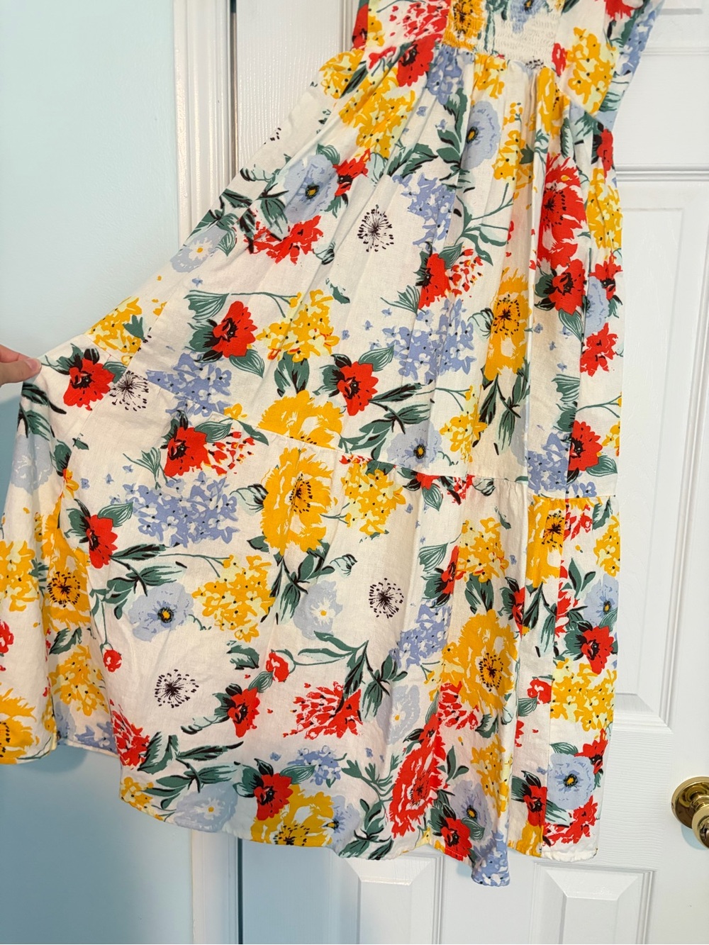 Urban Outfitters Positano Linen Blend Floral Midi Dress - Size XS - Picture 9 of 12